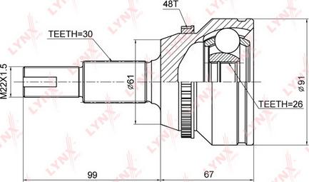 LYNXauto CO-3858A - Шарнирный комплект, ШРУС, приводной вал autospares.lv