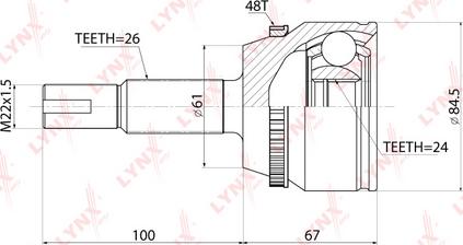 LYNXauto CO-3857A - Шарнирный комплект, ШРУС, приводной вал autospares.lv