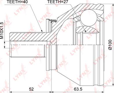 LYNXauto CO-3832 - Шарнирный комплект, ШРУС, приводной вал autospares.lv