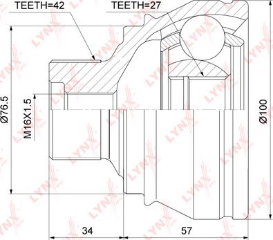 LYNXauto CO-3829 - Шарнирный комплект, ШРУС, приводной вал autospares.lv