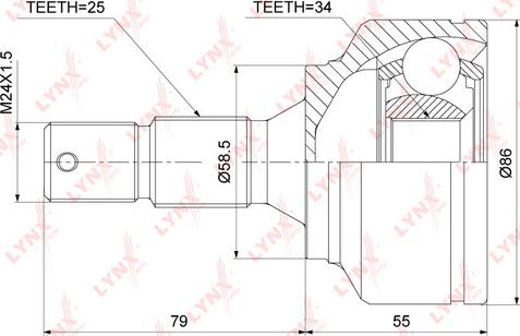 LYNXauto CO-3824 - Шарнирный комплект, ШРУС, приводной вал autospares.lv