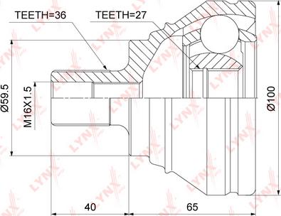 LYNXauto CO-3821 - Шарнирный комплект, ШРУС, приводной вал autospares.lv