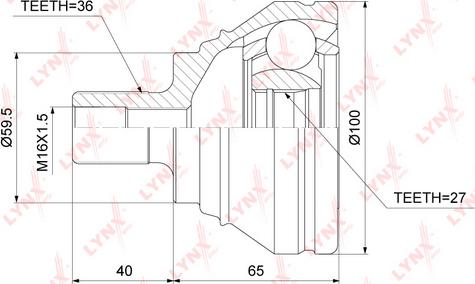 LYNXauto CO-3870 - Шарнирный комплект, ШРУС, приводной вал autospares.lv