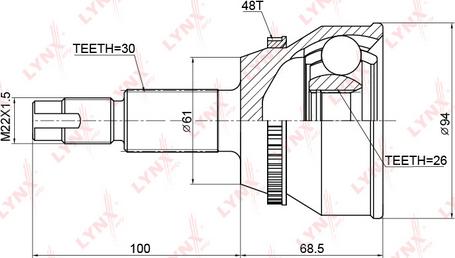 LYNXauto CO-3759A - Шарнирный комплект, ШРУС, приводной вал autospares.lv