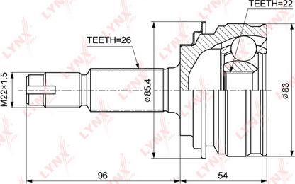 LYNXauto CO-3754 - Шарнирный комплект, ШРУС, приводной вал autospares.lv