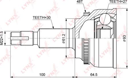 LYNXauto CO-3752A - Шарнирный комплект, ШРУС, приводной вал autospares.lv