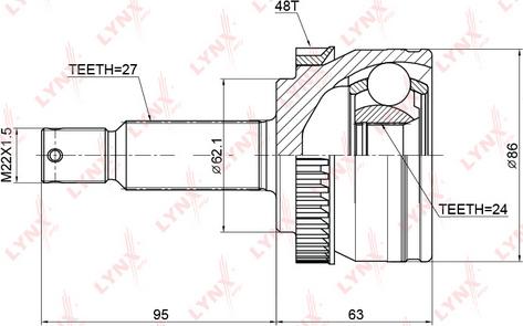 LYNXauto CO-3769A - Шарнирный комплект, ШРУС, приводной вал autospares.lv