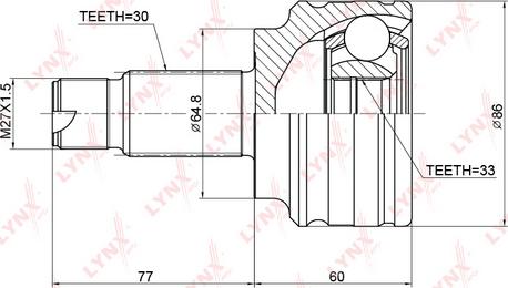 LYNXauto CO-3764 - Шарнирный комплект, ШРУС, приводной вал autospares.lv