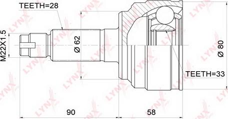 LYNXauto CO-3700 - Шарнирный комплект, ШРУС, приводной вал autospares.lv