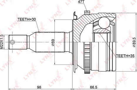 LYNXauto CO-3774A - Шарнирный комплект, ШРУС, приводной вал autospares.lv