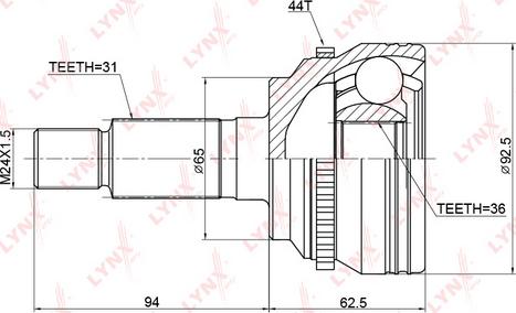 LYNXauto CO-3770A - Шарнирный комплект, ШРУС, приводной вал autospares.lv