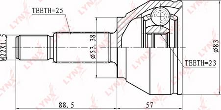 LYNXauto CO-2801 - Шарнирный комплект, ШРУС, приводной вал autospares.lv