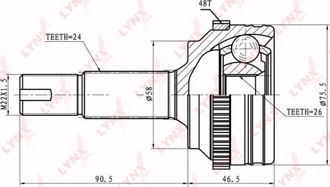 LYNXauto CO-7540A - Шарнирный комплект, ШРУС, приводной вал autospares.lv