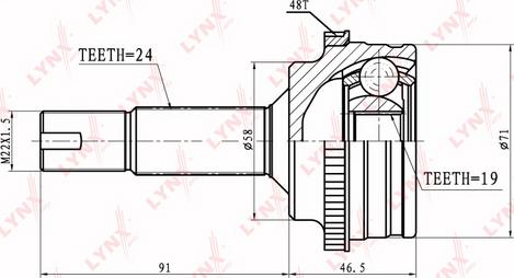 LYNXauto CO-7541A - Шарнирный комплект, ШРУС, приводной вал autospares.lv