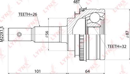 LYNXauto CO-7550A - Шарнирный комплект, ШРУС, приводной вал autospares.lv