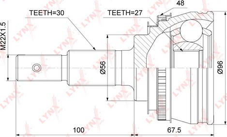 LYNXauto CO-7551A - Шарнирный комплект, ШРУС, приводной вал autospares.lv