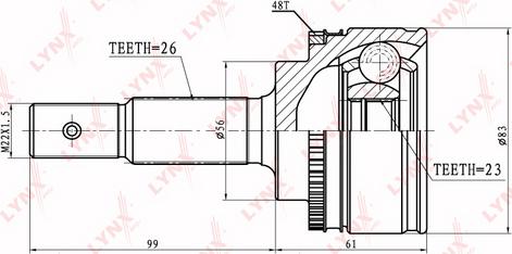 LYNXauto CO-7558A - Шарнирный комплект, ШРУС, приводной вал autospares.lv