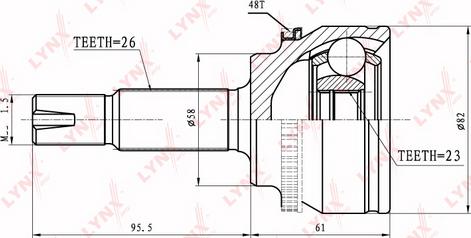 LYNXauto CO-7562A - Шарнирный комплект, ШРУС, приводной вал autospares.lv