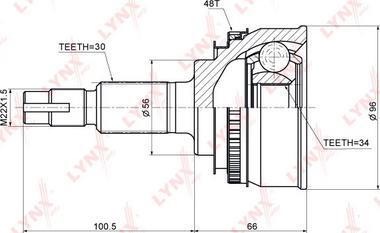 LYNXauto CO-7567A - Шарнирный комплект, ШРУС, приводной вал autospares.lv