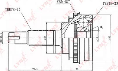 LYNXauto CO-7506A - Шарнирный комплект, ШРУС, приводной вал autospares.lv