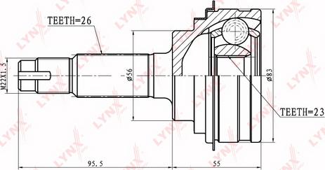 LYNXauto CO-7507 - Шарнирный комплект, ШРУС, приводной вал autospares.lv