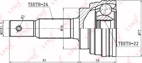 LYNXauto CO-7519 - Шарнирный комплект, ШРУС, приводной вал autospares.lv