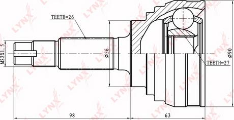 LYNXauto CO-7514 - Шарнирный комплект, ШРУС, приводной вал autospares.lv