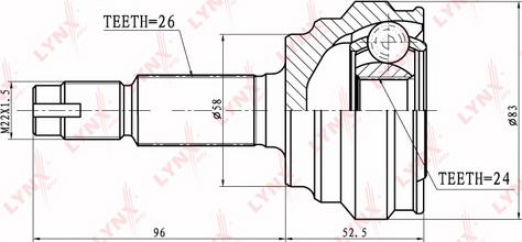 LYNXauto CO-7516 - Шарнирный комплект, ШРУС, приводной вал autospares.lv