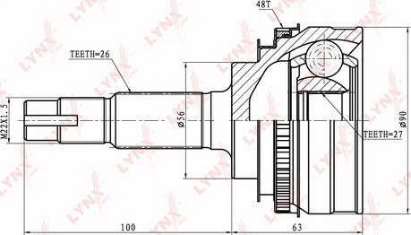 LYNXauto CO-7511A - Шарнирный комплект, ШРУС, приводной вал autospares.lv