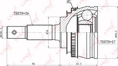 LYNXauto CO-7584A - Шарнирный комплект, ШРУС, приводной вал autospares.lv