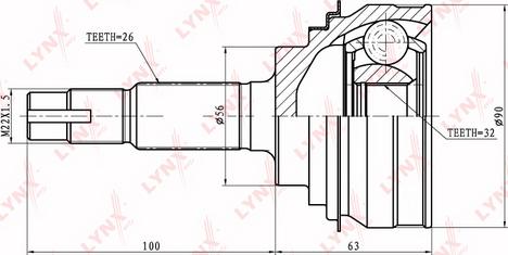 LYNXauto CO-7538 - Шарнирный комплект, ШРУС, приводной вал autospares.lv