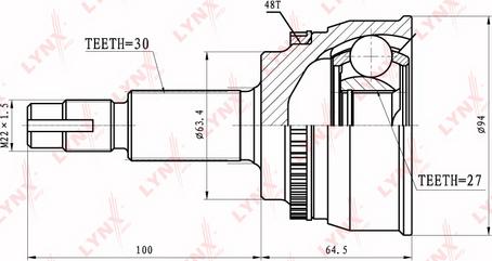 LYNXauto CO-7524A - Шарнирный комплект, ШРУС, приводной вал autospares.lv