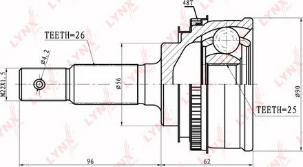 LYNXauto CO-7525A - Шарнирный комплект, ШРУС, приводной вал autospares.lv