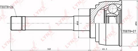 LYNXauto CO-7526 - Шарнирный комплект, ШРУС, приводной вал autospares.lv