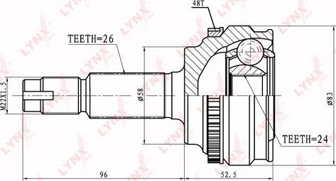 LYNXauto CO-7520A - Шарнирный комплект, ШРУС, приводной вал autospares.lv