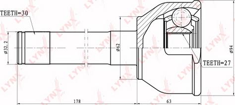 LYNXauto CO-7528 - Шарнирный комплект, ШРУС, приводной вал autospares.lv