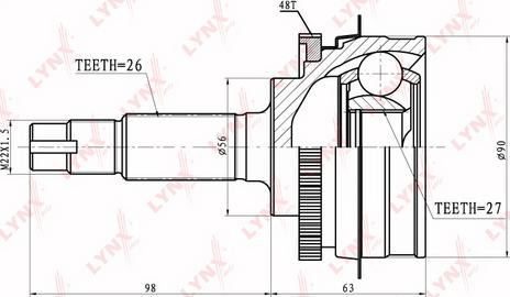 LYNXauto CO-7523A - Шарнирный комплект, ШРУС, приводной вал autospares.lv