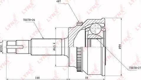 LYNXauto CO-7522A - Шарнирный комплект, ШРУС, приводной вал autospares.lv