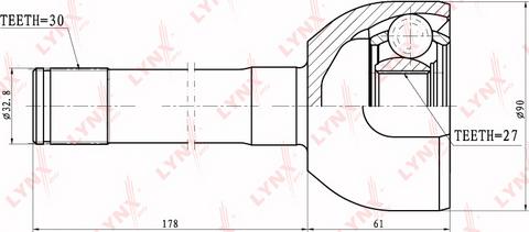 LYNXauto CO-7527 - Шарнирный комплект, ШРУС, приводной вал autospares.lv