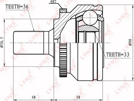 LYNXauto CO-7801A - Шарнирный комплект, ШРУС, приводной вал autospares.lv