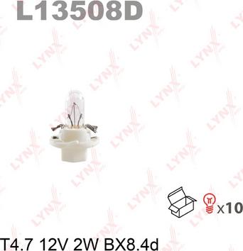 LYNXauto L13508D - Лампа накаливания, освещение щитка приборов autospares.lv