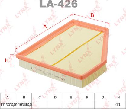 LYNXauto LA-426 - Воздушный фильтр, двигатель autospares.lv