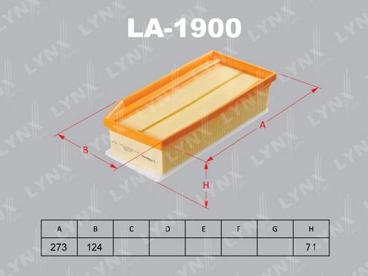 LYNXauto LA-1900 - Воздушный фильтр, двигатель autospares.lv