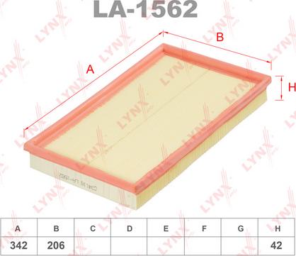 LYNXauto LA-1562 - Воздушный фильтр, двигатель autospares.lv