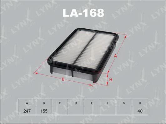 LYNXauto LA-168 - Воздушный фильтр, двигатель autospares.lv