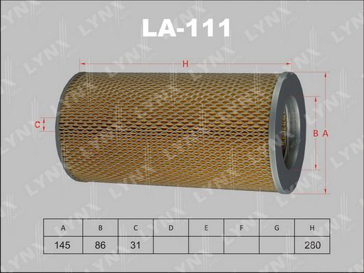 LYNXauto LA-111 - Воздушный фильтр, двигатель autospares.lv