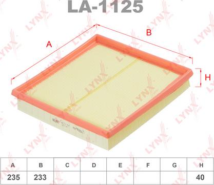 LYNXauto LA-1125 - Воздушный фильтр, двигатель autospares.lv