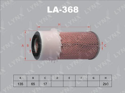 LYNXauto LA-368 - Воздушный фильтр, двигатель autospares.lv