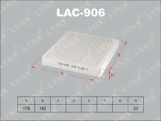 LYNXauto LAC-906 - Фильтр воздуха в салоне autospares.lv