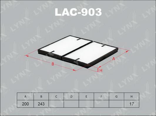 LYNXauto LAC-903 - Фильтр воздуха в салоне autospares.lv